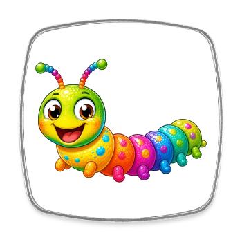 Colorful Caterpillar Cartoon Funny Animal - Square fridge magnet - white - Front