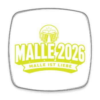 Malle 2026 Malle ist Liebe - Viereckiger Kühlschrankmagnet - Weiß - Vorne