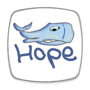 Hope the sick whale humpback whale as cartoon - Square fridge magnet - white - Front