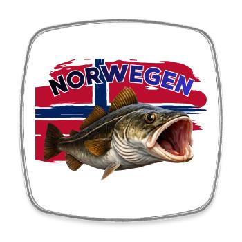Norwegen Dorsch- Angeln - Viereckiger Kühlschrankmagnet - Weiß - Vorne