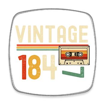 Vintage 84 Cassette Retro - Square fridge magnet - white - Front