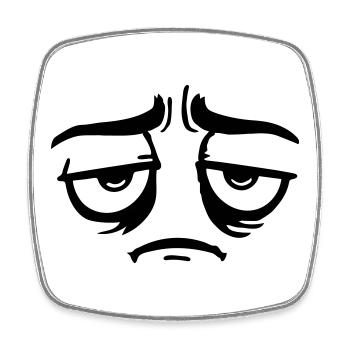 Grumpy sad disappointed face funny - Square fridge magnet - white - Front