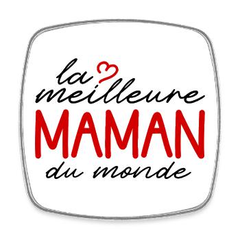 MAMAN Coeur Rouge Logo Lettré - Magnet carré - blanc - Devant