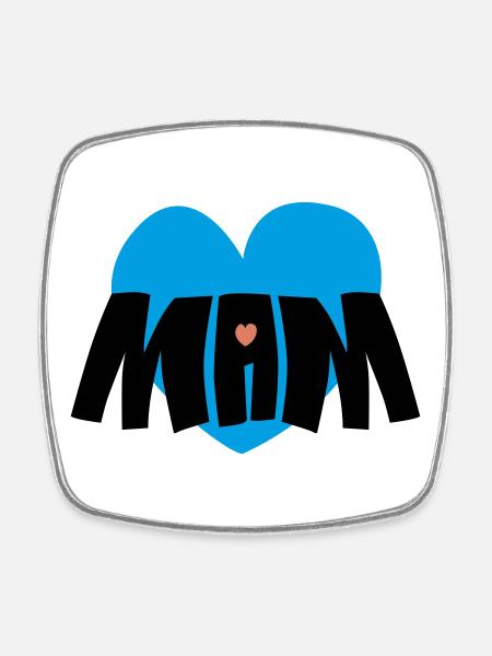 Mom heart - Square fridge magnet - white