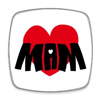 Mom Red Heart - Square fridge magnet - white - Front