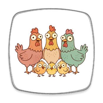 Chicken family - Square fridge magnet - white - Front
