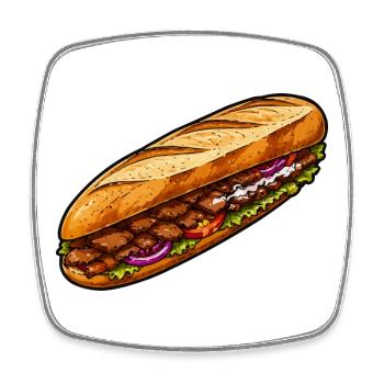Baguette-Sandwich Illustration - Viereckiger Kühlschrankmagnet - Weiß - Vorne