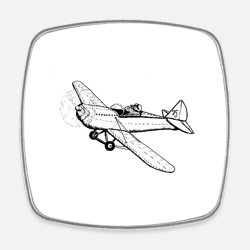 Pilote moustache - Magnet carré - blanc