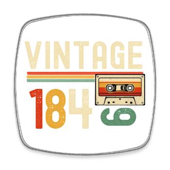 Vintage 1840's Retro Cassette - Square fridge magnet - white - Front