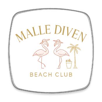 Malle Diven Beach Club Flamingo Mallorca Party - Square fridge magnet - white - Front