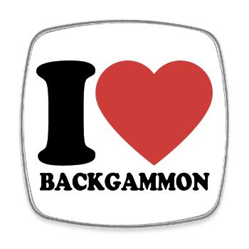 J’adore le backgammon | Jeu de société | Don - Magnet carré - blanc - Devant