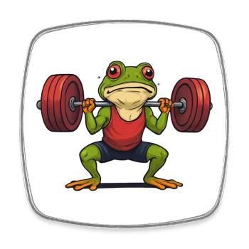 Muscular Weightlifting Frog - Square fridge magnet - white - Front