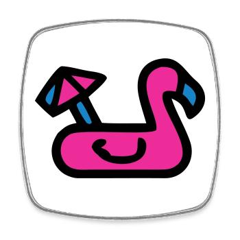 Flamingo Luftmatratze Retro - Viereckiger Kühlschrankmagnet - Weiß - Vorne