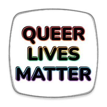 Queer Lives Matter Regenbogen-Neon - Viereckiger Kühlschrankmagnet - Weiß - Vorne