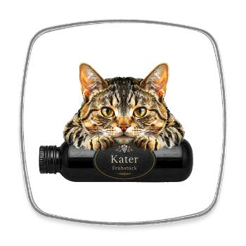 Kater Frühstück - Viereckiger Kühlschrankmagnet - Weiß - Vorne