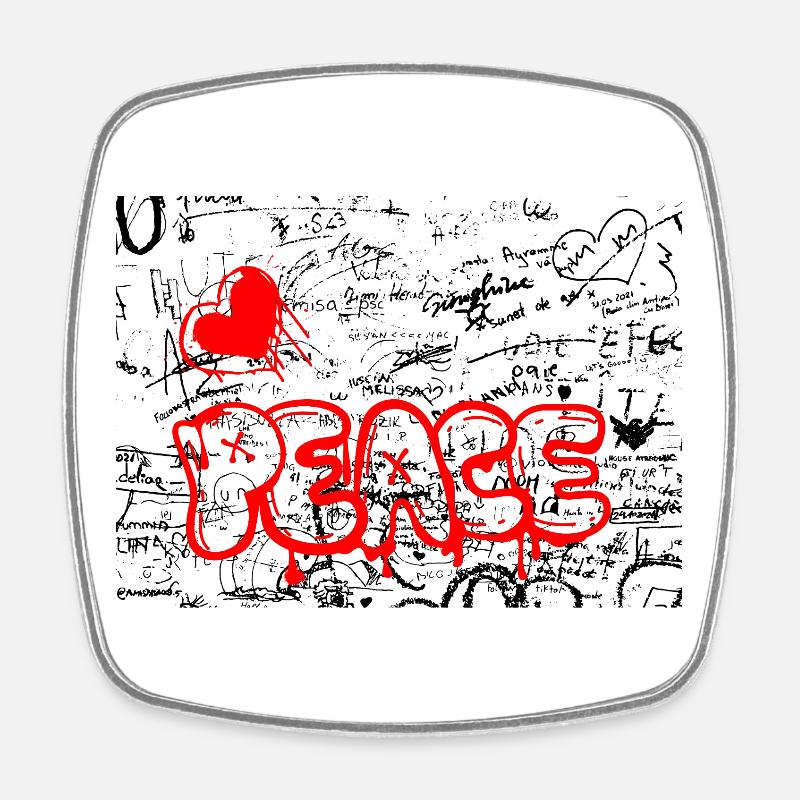 Pense Graffiti Heart Red - Square fridge magnet - white