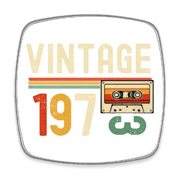 Vintage 70s Cassette Retro - Magnet carré - blanc - Devant