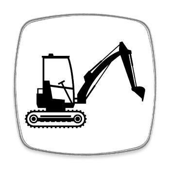 Excavator - Square fridge magnet - white - Front