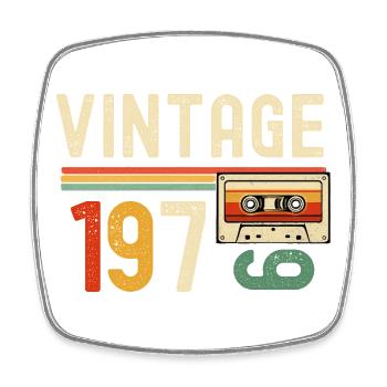 Cassette Vintage Années 70 - Magnet carré - blanc - Devant