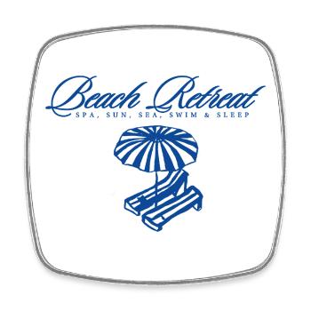 Strand Retreat Logo mit Sonnenschirm - Viereckiger Kühlschrankmagnet - Weiß - Vorne
