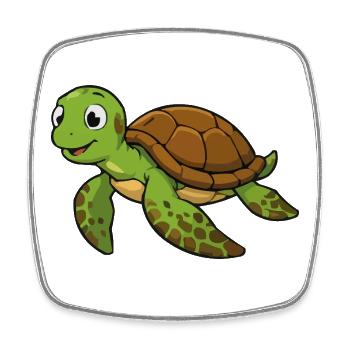 Illustration de tortue câline - Magnet carré - blanc - Devant