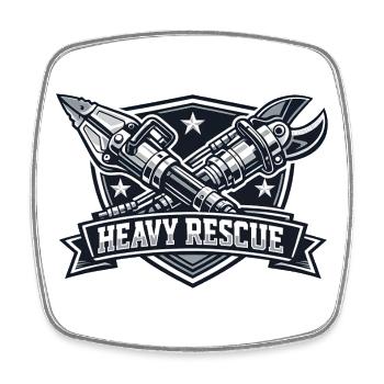 Heavy Rescue Logo - Square fridge magnet - white - Front