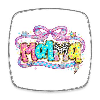 Mom Gift: Retro Mama Visual and Glitter - Square fridge magnet - white - Front