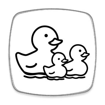 famille canard - Magnet carré - blanc - Devant