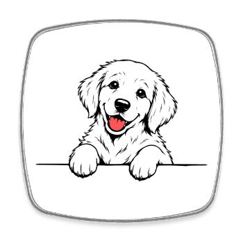 Golden_Retriever_Welpen_Pfote_weiss - Viereckiger Kühlschrankmagnet - Weiß - Vorne