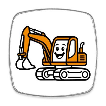 Excavator Kids - Square fridge magnet - white - Front