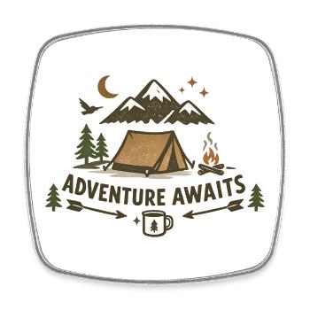 adventure awaits - Square fridge magnet - white - Front