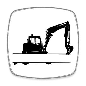 Excavator Custom – Heavy Equipment - Square fridge magnet - white - Front