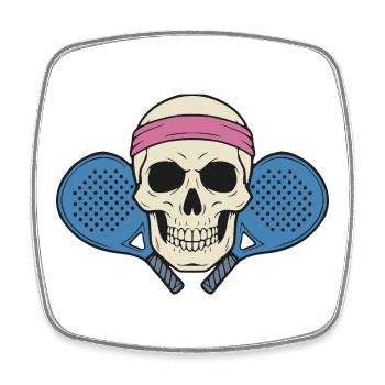 Padel Skull - Square fridge magnet - white - Front