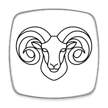 Strong ram's head - Square fridge magnet - white - Front