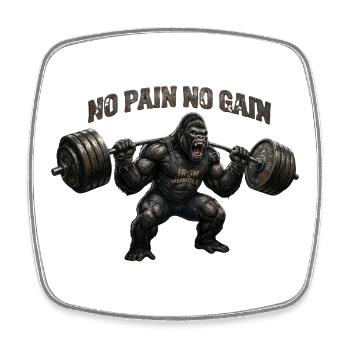 No Pain No Gain - Square fridge magnet - white - Front