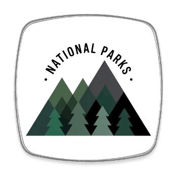 National Park Nature Mountains Forest Hiking Excursion - Square fridge magnet - white - Front