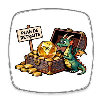 Dragon Plan de Retraite Trésor - Magnet carré - blanc - Devant