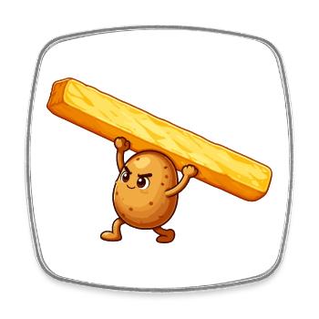 Kartoffelheld mit Pommes - Viereckiger Kühlschrankmagnet - Weiß - Vorne
