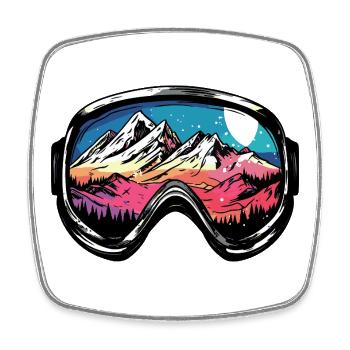 Ski Goggles Mountains Ski - Square fridge magnet - white - Front