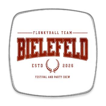 Flunkyball Profi Team Bielefeld Vintage Shirt - Viereckiger Kühlschrankmagnet - Weiß - Vorne