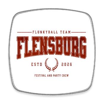Flunkyball Profi Team Flensburg Vintage Shirt - Viereckiger Kühlschrankmagnet - Weiß - Vorne