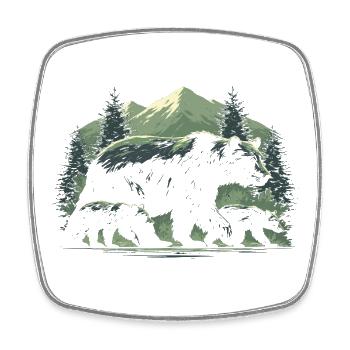 Bear Trail in Pine Dawn - Square fridge magnet - white - Front