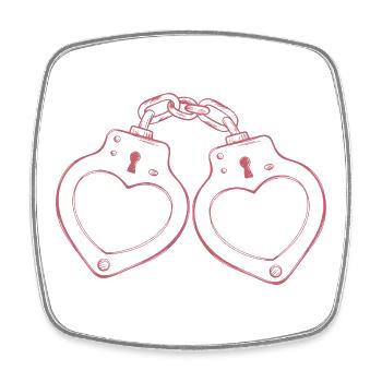 Handcuffs Heart Love - Square fridge magnet - white - Front