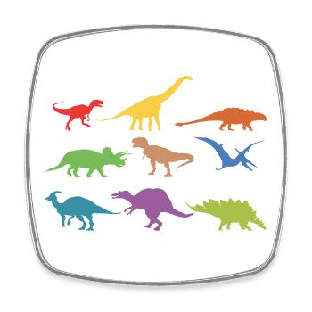 Dinosaurier Dino Regenbogen Geschenk - Viereckiger Kühlschrankmagnet - Weiß - Vorne