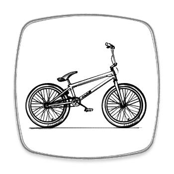 BMX-Fahrrad - Illustration - Viereckiger Kühlschrankmagnet - Weiß - Vorne