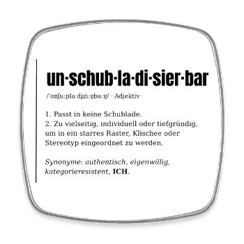 Unschubladisierbar – Wörterbuch auf Hell - Viereckiger Kühlschrankmagnet - Weiß - Vorne