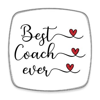 Best Coach ever Typography - Square fridge magnet - white - Front