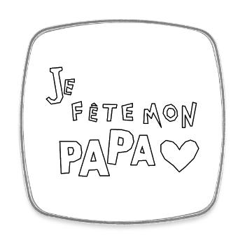 je fete mon papa en couleur - Magnet carré - blanc - Devant