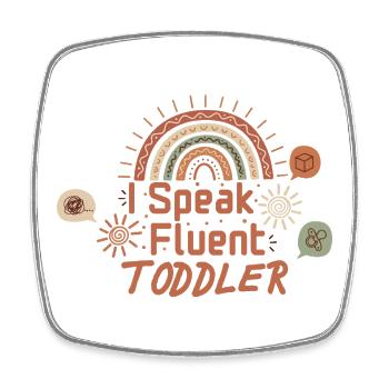 Speak Fluent Toddler Rainbow Tee - Square fridge magnet - white - Front