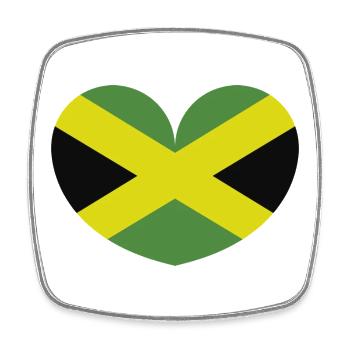 Drapeau jamaïcain en forme de cœur - Magnet carré - blanc - Devant